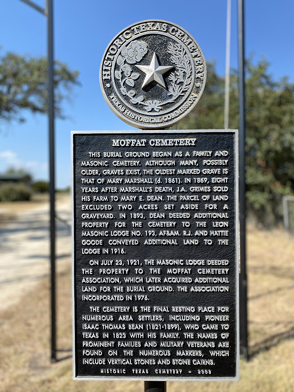 Historical Marker for Moffat Cemetery